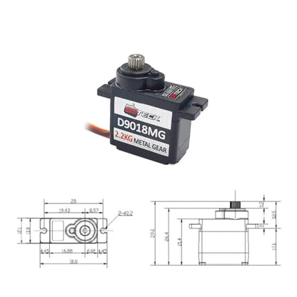 GOTECK 2PCS D9018MG 9g Mini Servo, Micro Full Metal Gear Digital Servo,with Metal Horn for RC Car Model Boat Fixed-Wing Helicopter Airplane Robot - color: Gs9018mg