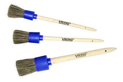 VIKING Car Detailing Brush Set for Car Cleaning Kit, Super-Soft Bristles for Exterior Detail, Includes Small, Medium, and Large Diameter Brush Heads, 3 Pack, Blue - color: Blue