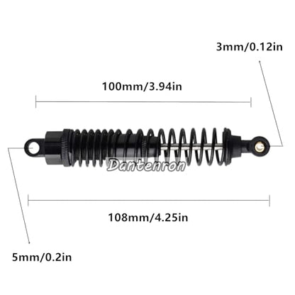 4Pack 1/10 RC Truck Car Adjustable Shock Absorber Damper 108004 Upgrade Parts 108mm Oil 108mm Oil Adjustable Alloy Aluminum Shock For 1:10 HSP 94188 94108 94111 Redcat Volcano (Black) - color: Black