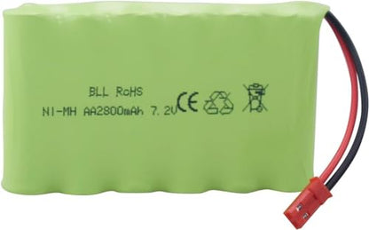 7.2V 2800mah AA Rechargeable Ni-MH Battery with JST-2P Plug and USB Charging Cable Suitable for The New Version TR-211 TR-212 TR-215 550 RC Excavator, Truck, Engineering Vehicle TR-211 RC Toy