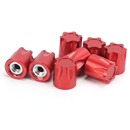 Dilwe RC M4 Nut, 8Pcs 12mmx11mm RC Wheel Rim Center 1/10 Scale RC Crawler Car Truck Upgrade Spare Part, M4 Wheel Rim Center Hat Nut (Red)