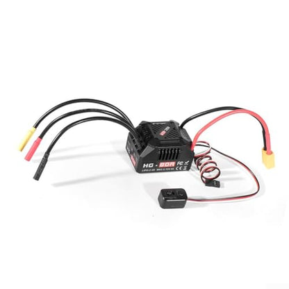 HG-80A 80A Sensorless Brushless ESC Waterproof Dustproof Design with Adjustable Brake and Throttle Settings for 1/10 Scale RC Buggy Truck On-Road Off-Road Models(B) - size: size:b
