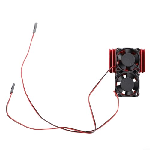 Aluminum RC Motor Heat Sink with Dual 30mm Cooling Fans 1: 10 Cars Compatible Having 540 550 Brushed 3650 3660 Brushless Motors Red(Red) - color: Red