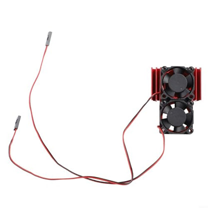 Aluminum RC Motor Heat Sink with Dual 30mm Cooling Fans 1: 10 Cars Compatible Having 540 550 Brushed 3650 3660 Brushless Motors Red(Red) - color: Red
