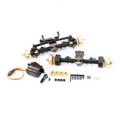 RCAWD Full Metal Front Rear 12mm Longer Portal Axles Assemblies for Axial SCX24 AXI90081 AXI00001 AXI00002 AXI00005 AXI00006 Portal Axle Upgrade Parts(Black)