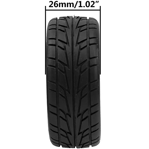 4Pcs 2.59in Rubber Tires & 12mm Hex Plastic Wheel Rims Set 14-Spoke w/Foam Compatible with Traxxas Kyosho HPI Tamiya Associated 1/10 RC On-Road Touring Car (Blue) - color: Blue