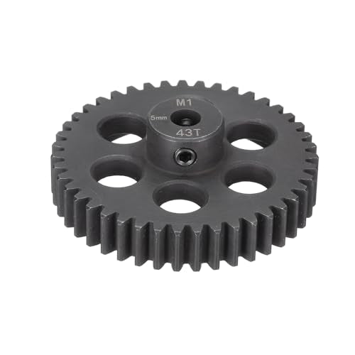 MECCANIXITY Steel M1 Gear Set 43T 5mm Shaft Motor Gears for RC Vehicles Truck Drift Car Part, Black - size: 43T