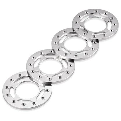 4PCS Aluminum 1.55" Beadlock Wheel Replacement Ring for AXIAL UTB18 D90 TF2 CC01 AX90069 MST JIMNY 1/10 RC Crawler Trail Truck Car (Silver) - color: Silver