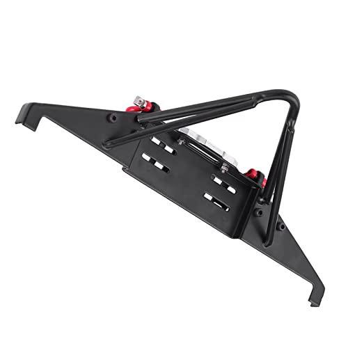 RC Crawler Steel Front Bumper with LED Lights, Heavy Duty RC Car Front Bumper for Axial SCX10 90046, 1/10 Scale Off Road Remote Control Car Accessories, Durable Metal Bumper with E