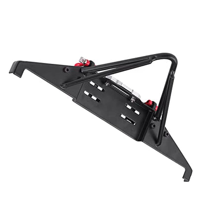 RC Crawler Steel Front Bumper with LED Lights, Heavy Duty RC Car Front Bumper for Axial SCX10 90046, 1/10 Scale Off Road Remote Control Car Accessories, Durable Metal Bumper with E