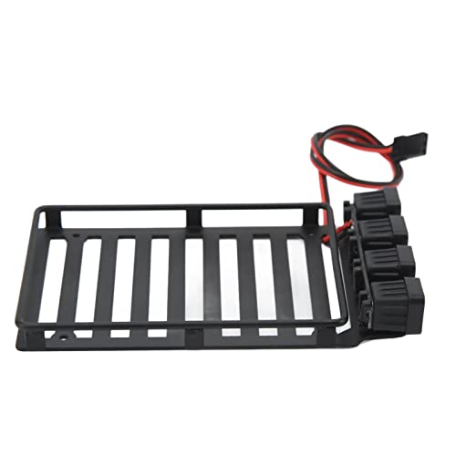 RC Roof Rack Luggage Carrier with LED Light Ideal for Axial SCX24 1/24 RC Crawler Featuring Premium Materials Excellent Simulation Lightweight Design and Easy (Quadrate Lamp) - size: Quadrate Lamp