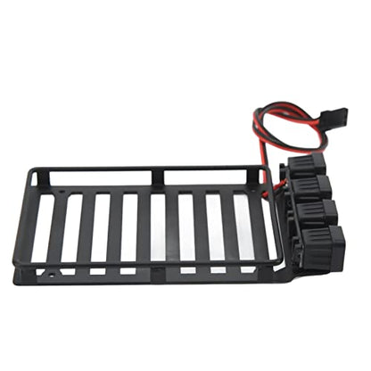 RC Roof Rack Luggage Carrier with LED Light Ideal for Axial SCX24 1/24 RC Crawler Featuring Premium Materials Excellent Simulation Lightweight Design and Easy (Quadrate Lamp) - size: Quadrate Lamp