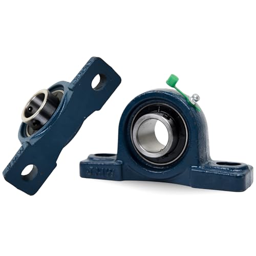 UCP206-20 Pillow Block Bearing (2 Pack), 1-1/4 inch Bore, 2 Bolt Flange Mounted, Solid Cast Iron Base, Self-Alignment - size: UCP206-20
