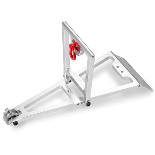 RC Crawler Tow Rig Crane for TRX4 SCX10 II Capra LCG Chassis Frame | 1/10 Scale Winch Double Stent Rescue Truck Tow Crane Arm Wrecker Kit DIY Parts Upgrades (Silver) - color: Silver
