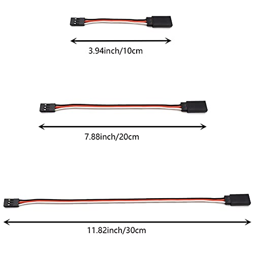 SDTC Tech 12 PCS 3-Pin Male to Female Servo Extension Cable for RC JR Futaba Remote Control Parts (3 Sizes)