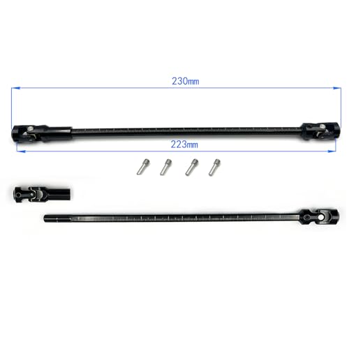 1/10 RC Cut-to-Length Drive Shaft Kit, 68–229mm Adjustable Stainless Steel Driveshafts, CNC Universal Joint Shafts with M4 Screws, for RC Crawler (Black, 2PCS)