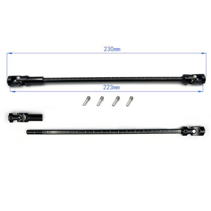1/10 RC Cut-to-Length Drive Shaft Kit, 68–229mm Adjustable Stainless Steel Driveshafts, CNC Universal Joint Shafts with M4 Screws, for RC Crawler (Black, 2PCS)