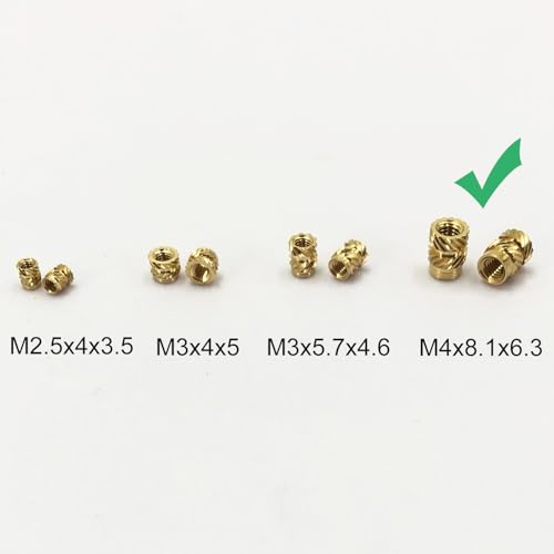 QSJ 40Pcs Threaded Inserts Heat Set Inserts Kit M4x8.1x6.3 Brass Insert Nut with Soldering Iron Tip for 3D Printed Plastic Materials - size: (40pcs) M4x8.1x6.3