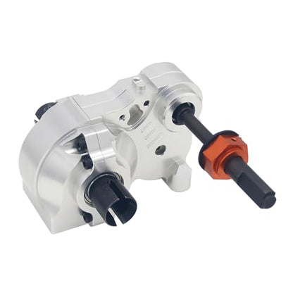 CNC Metal Split Differential Diff.Gear Box Case Assembly Kit (Silver) | for 1/5 Hpi Rofun Rovan Km Baja 5B 5T 5Sc Rc Car Parts - color: Silver