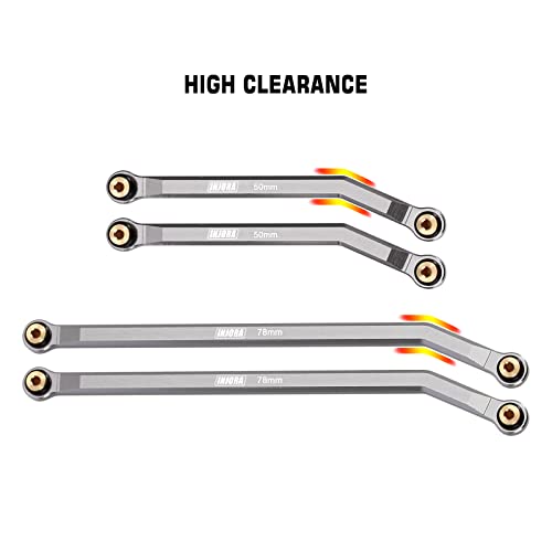 INJORA High Clearance Front 4 Links Set for SCX24 Gladiator Dodge Power Wagon 1/24 RC Crawler Car Axial, 8PCS (Grey) - color: Grey