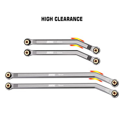 INJORA High Clearance Front 4 Links Set for SCX24 Gladiator Dodge Power Wagon 1/24 RC Crawler Car Axial, 8PCS (Grey) - color: Grey