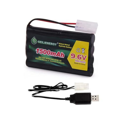 9.6V 1500mAH Ni-MH Battery Pack Replacement for RC Car, Robots and OTC Genisys 239180 & EVO Scanner +USB Charger (1 Pack)