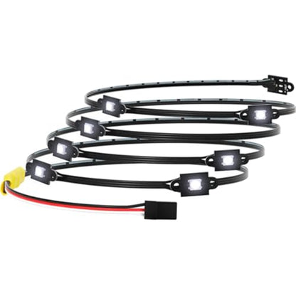 RC LED Rock Light Kit 8 Lamp Beads 8 Light Modes Chassis Light for 1/10 Bronco TRX4 1979 RC Crawler Upgrades Parts(Black)
