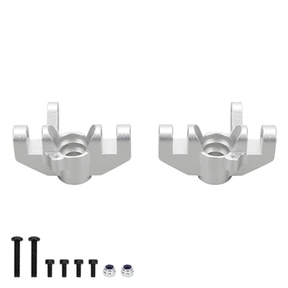 RCAWD Aluminum Steering Spindle Set Steering Blocks LOS234013 for 1-10 Losi Hammer Rey Rock Rey Upgrade Parts (Silver)
