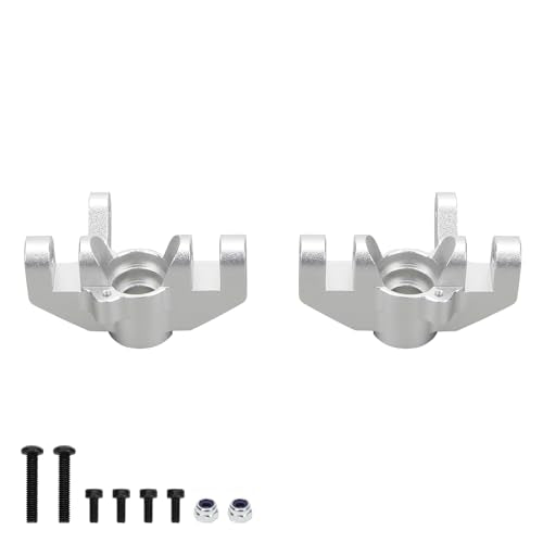 RCAWD Aluminum Steering Spindle Set Steering Blocks LOS234013 for 1-10 Losi Hammer Rey Rock Rey Upgrade Parts (Silver)