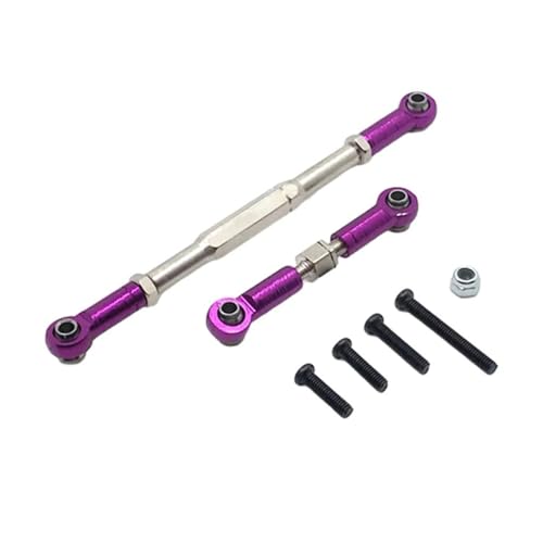 Front Rear Drive Shaft for WPL C14 B1 B14 B16 B24 B26 Steering Tie Rod Set for 1/16 rc Car Crawler Part 2pcs Metal Linkage Servo Link(Purple) - color: Purple