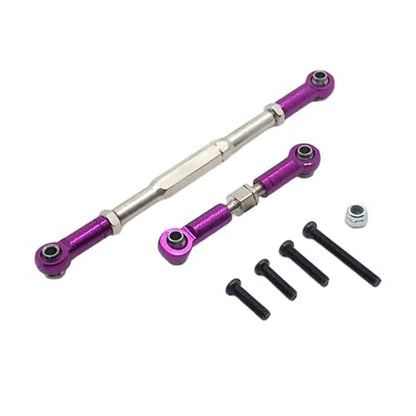 Front Rear Drive Shaft for WPL C14 B1 B14 B16 B24 B26 Steering Tie Rod Set for 1/16 rc Car Crawler Part 2pcs Metal Linkage Servo Link(Purple) - color: Purple