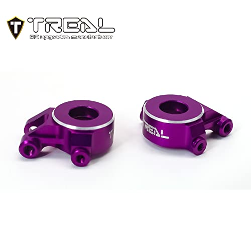 TREAL Aluminum 7075 Front Steering Knuckles Set (2P) L&R CNC Machined Upgrades Compatible with 1/18 TRX4M (Purple) - color: Purple