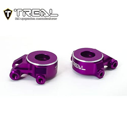 TREAL Aluminum 7075 Front Steering Knuckles Set (2P) L&R CNC Machined Upgrades Compatible with 1/18 TRX4M (Purple) - color: Purple