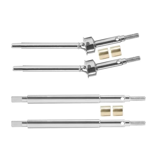 Steel Front Rear Axle Shafts 5mm Extended +2mm Thread Longer Driveshaft for 1/18 RC Crawler Car TRX4M Upgrade Parts (Silver) - color: Silver