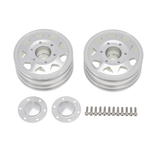 Compatible with Tamiya 6PCS Wheel Tire Complete Set Metal Front and Rear Wheel Hub for 1/14 RC Trailer Tractor Truck Car Parts RC Assortment