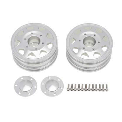 Compatible with Tamiya 6PCS Wheel Tire Complete Set Metal Front and Rear Wheel Hub for 1/14 RC Trailer Tractor Truck Car Parts RC Assortment