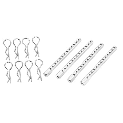 RC Body Post, High Strength Aluminum Alloy Car Shell Column, Adjustable Height Buckle for HSP 1/10 94102 94122 94103 94123 RC Cars Silver - color: Silver