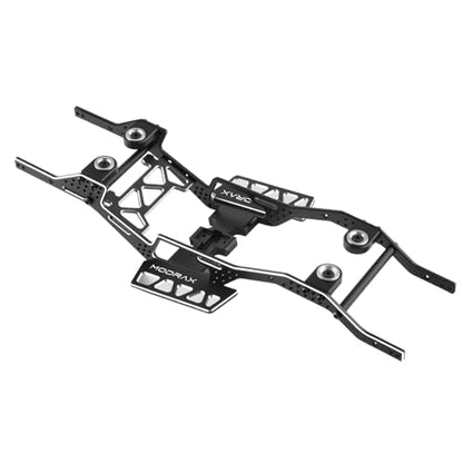 Alum LCG Chassis & Brass Skid Plate, 12° Angled 133mm Wb for SCX24 | Supports Multi-point Shock Installation, Integrated Bracket, For SCX24 Bronco JLU C10 4Runner