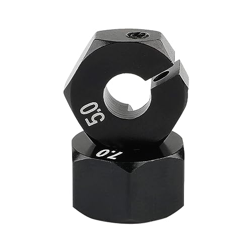 5mm & 7mm Thickness Aluminum 12mm Hex Wheel Hub Adapters with Screws Pins for 1/10 RC Cars Buggy Truck Crawler HSP Traxxas Redcat Arrma Tamiya etc, Black