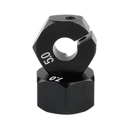 5mm & 7mm Thickness Aluminum 12mm Hex Wheel Hub Adapters with Screws Pins for 1/10 RC Cars Buggy Truck Crawler HSP Traxxas Redcat Arrma Tamiya etc, Black