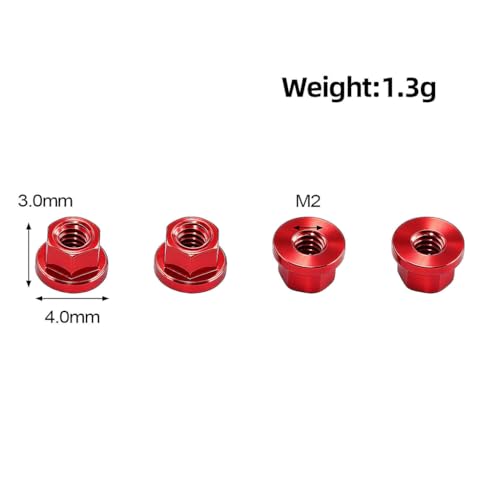 4PCS Aluminum Alloy Wheel Rim M2 Nuts RC Upgrade Parts for AXIAL 1/30 SCX30 Ford Bronco Jeep K10 RC Climbing Car (Red) - color: Red