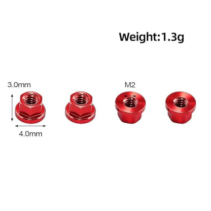 4PCS Aluminum Alloy Wheel Rim M2 Nuts RC Upgrade Parts for AXIAL 1/30 SCX30 Ford Bronco Jeep K10 RC Climbing Car (Red) - color: Red