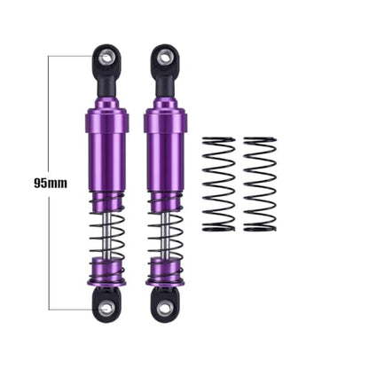 RCQQPS 4pcs Aluminum Big Bore Shocks for 1/10 RC Crawler LCG Chassis Gspeed V3 Element Enduro SCX10 TRX4 Gamde R1 Comp Builds DIY (Purple 95mm 4pcs) - color: Purple 95mm 4pcs
