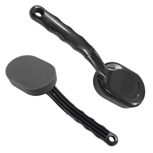 Tire Shine Applicator Brush, High-Density Sponge Tire Dressing Applicator Pad with Curved Long Handle, Multipurpose Detachable Car Detailing Cleaning Accessories (2PCS)