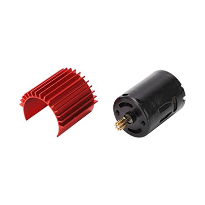 2 Speed 370 Brushed Motor, RC Brush Motor Metal Gear, Heat Dissipation High Speed High Efficiency RC Brush Motor Metal Gear with Heat Sink for WPL RC Car (Red)