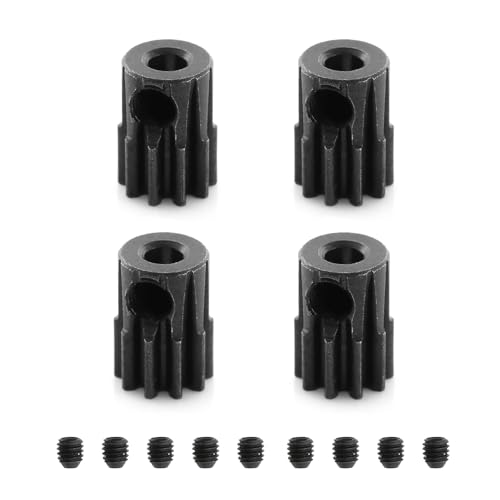 48DP 10T Metal Pinion, 2.3mm Shaft Bore Gear for 1/16 1/18 RC Car | CNC Hardened Steel Gear, Metal Motor Gear for 2.3mm Shaft Motor, 1/16 1/18 RC Car Metal Gear Upgrade Part 4Pcs
