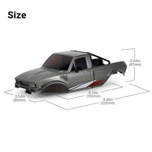 RC Spare Part Compatible with TRX4M for Defender for Bronco for Pickup Hard Body Shell with Bed Rack 1/18 RC Crawler Car Upgrade Parts(Gray) - size: Gray