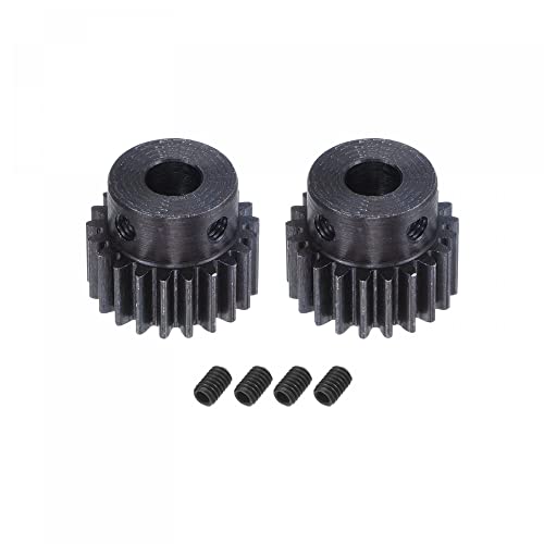 uxcell 1Mod 21T Pinion Gear 6mm Bore Hardened Steel Motor Rack Spur Gear with Step for RC Car Truck Buggy Gear Drive, 2 Set