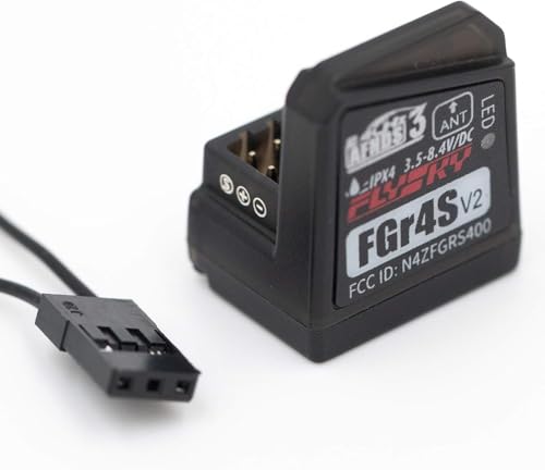 Flysky FGr4S V2 Receiver, 4CH AFHDS 3 Receiver for Flysky FS-NB4/PL18 RC | AFHDS 3 Protocol, Single Antenna, PWM/PPM/I‑Bus Outputs, Two‑way Transmission, Fast Binding for Car & Boat