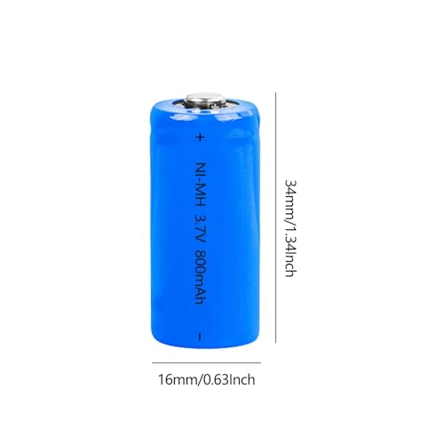 3.7V 800mAh Rechargeable Battery NI-MH 16 * 34mm Battery for Headlamp,LED Flashlight,Mini Fans,RC Cars,etc.(0.63 * 1.34Inch) - size: 2Pcs